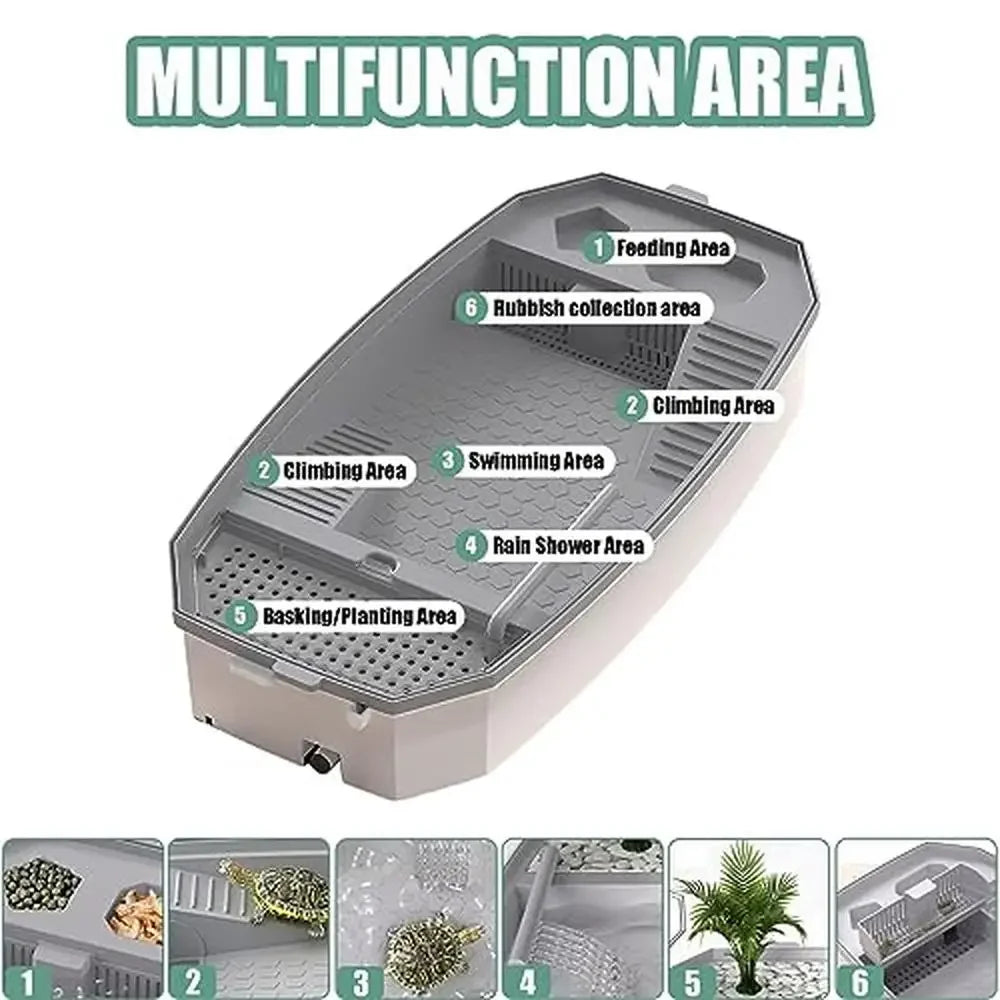 Acrylic Turtle / Reptile Tank with 5" Fence with Hollow Lid and 4 Filtration Zones