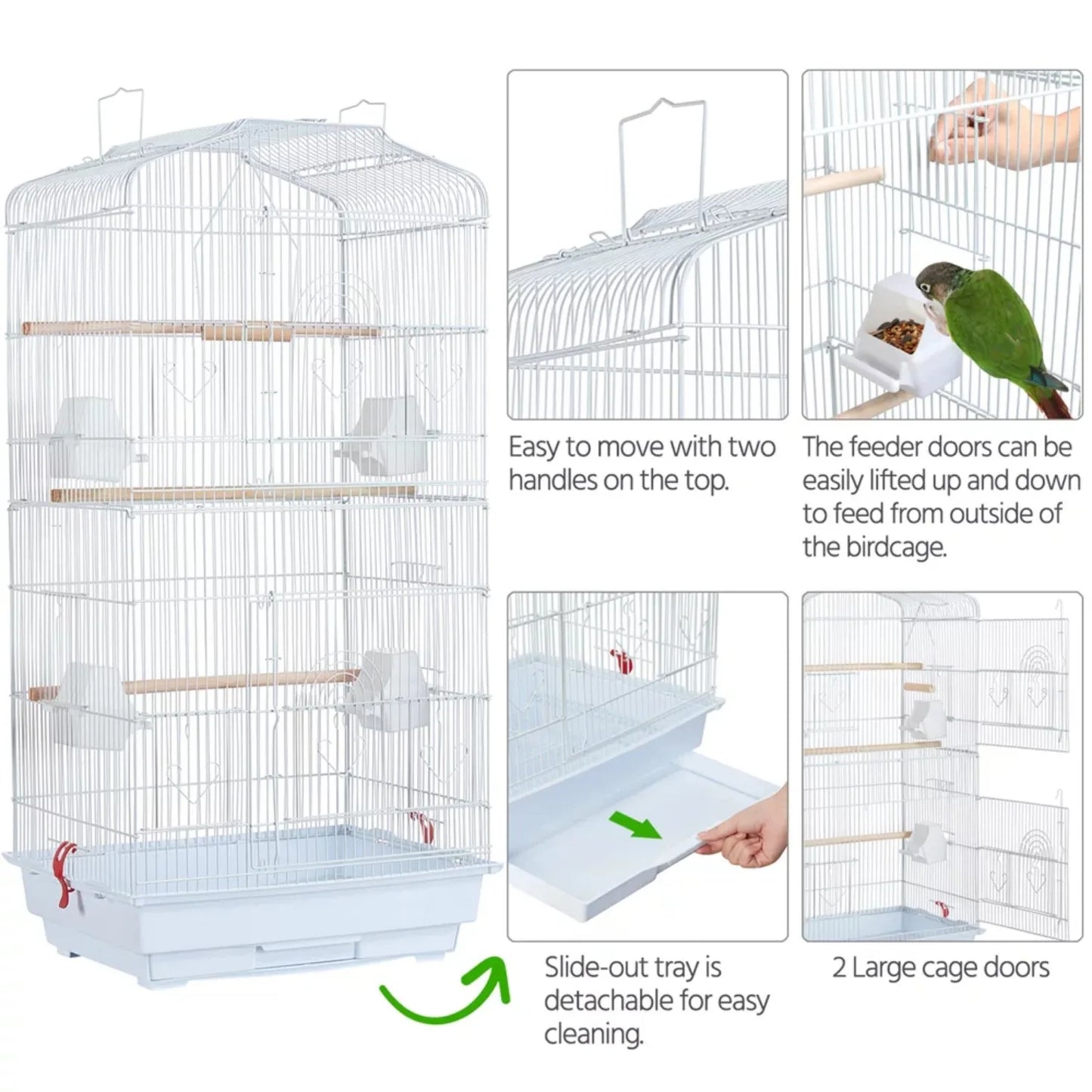 41" Open Top Metal Bird Cage with Slide-out Tray