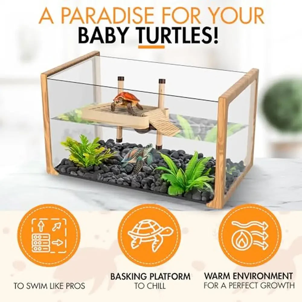 Aquatic Turtle Tank Kit 2024 Filter & Light Included and Easy-Clean Design