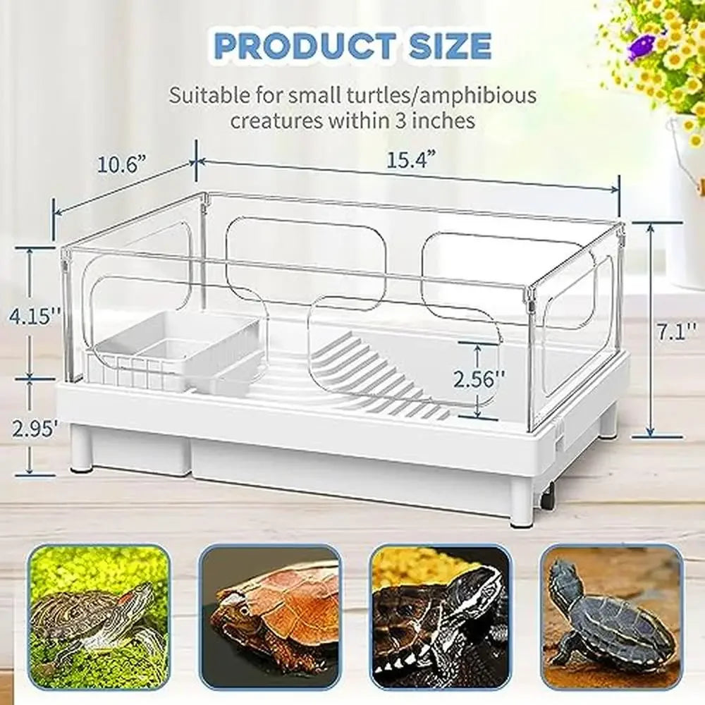 Acrylic Turtle Tank Starter Kit with Light Filter and Basking Platform