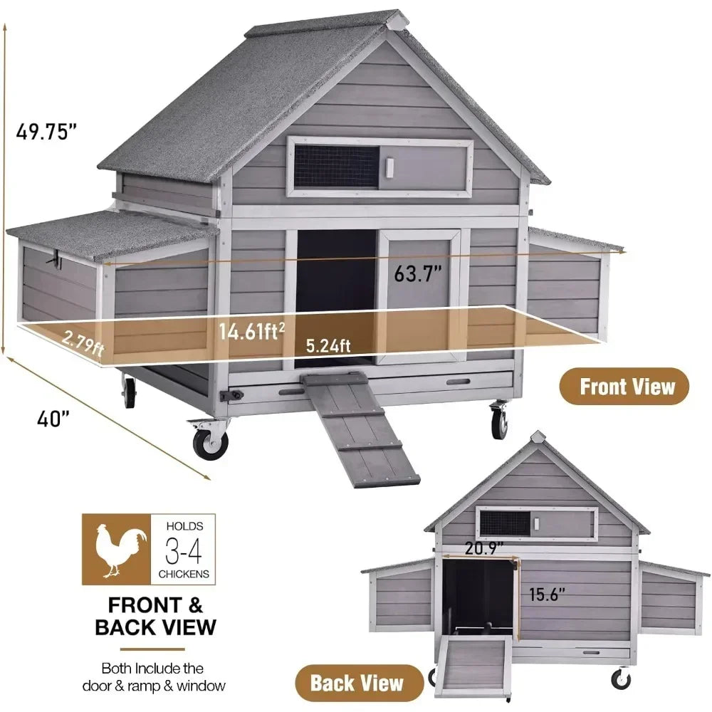 Chicken Coop on Wheels Outdoor Duck Coop & AccessorieS