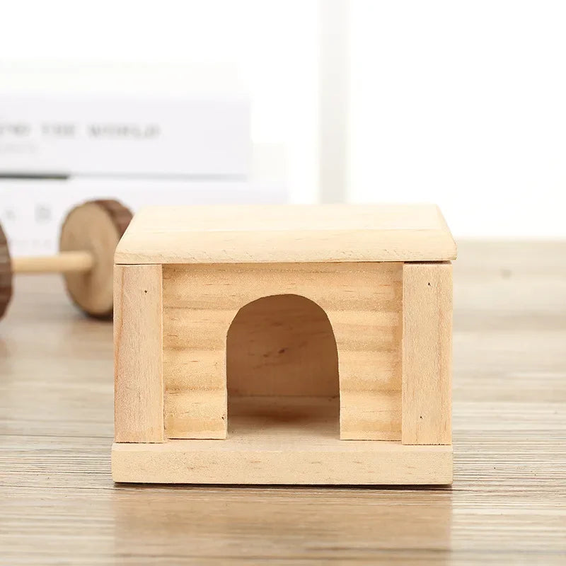 Dwarf Hamster Wooden House Natural Solid Wood Forest Nest