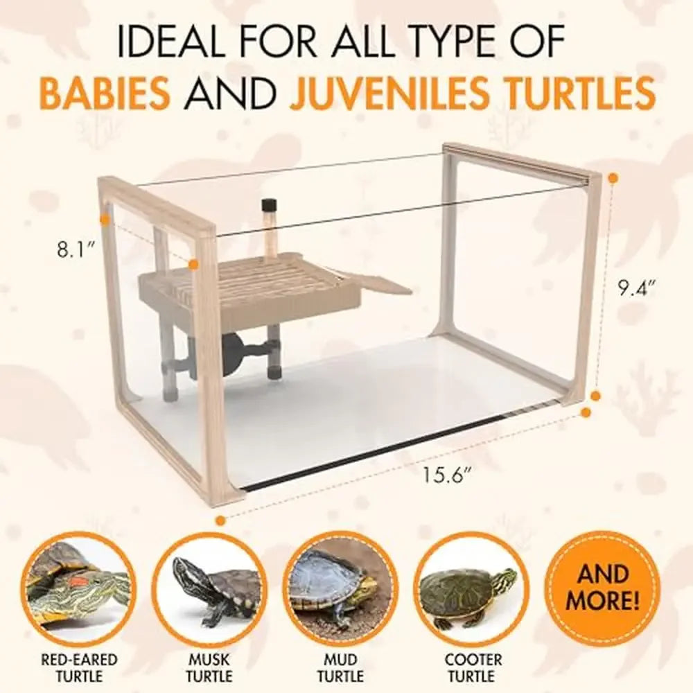 Aquatic Turtle Tank Kit 2024 Filter & Light Included and Easy-Clean Design