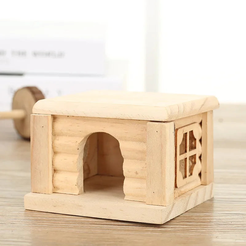 Dwarf Hamster Wooden House Natural Solid Wood Forest Nest