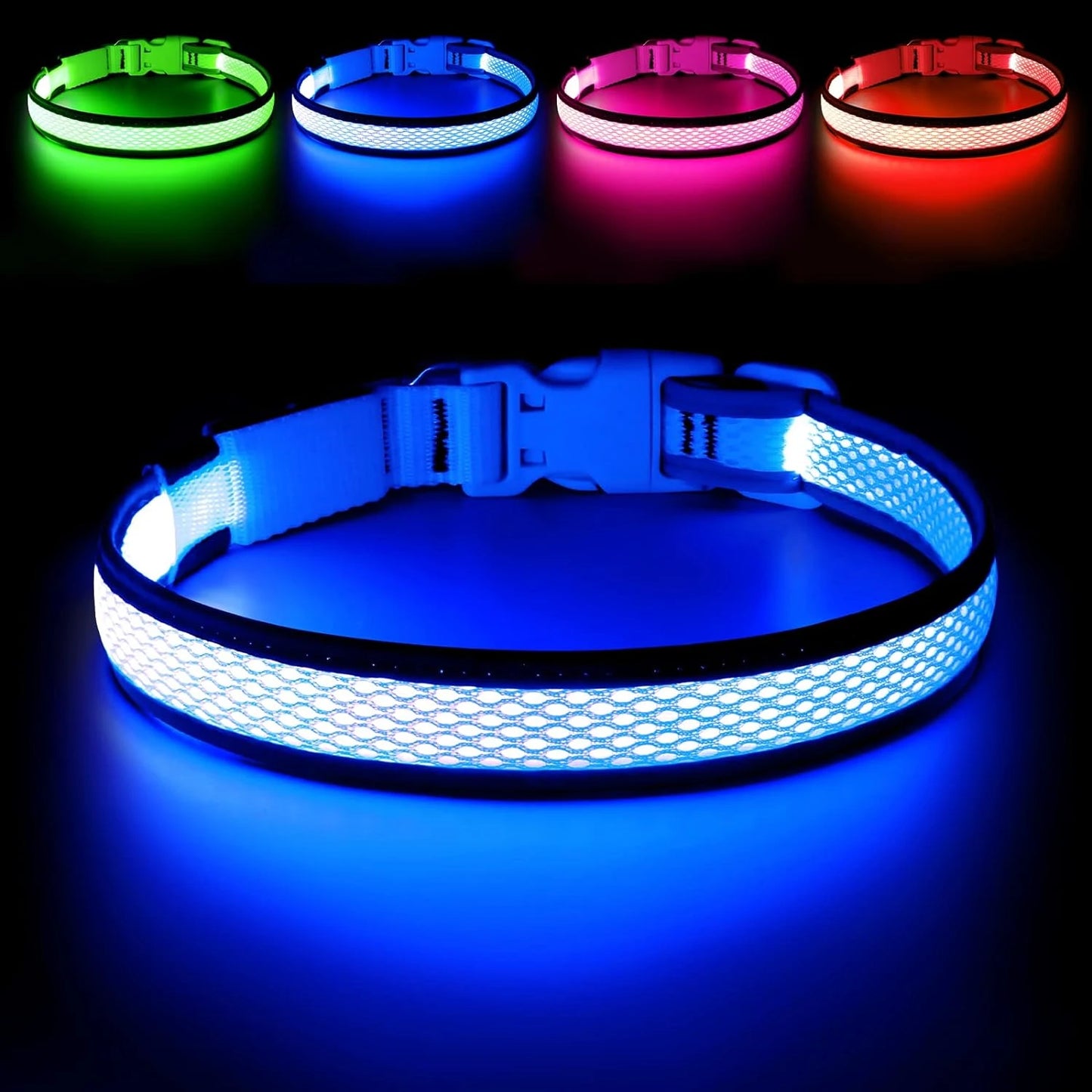 Comfortable and Visible Neon LED Dog Collar Lights - USB Rechargeable