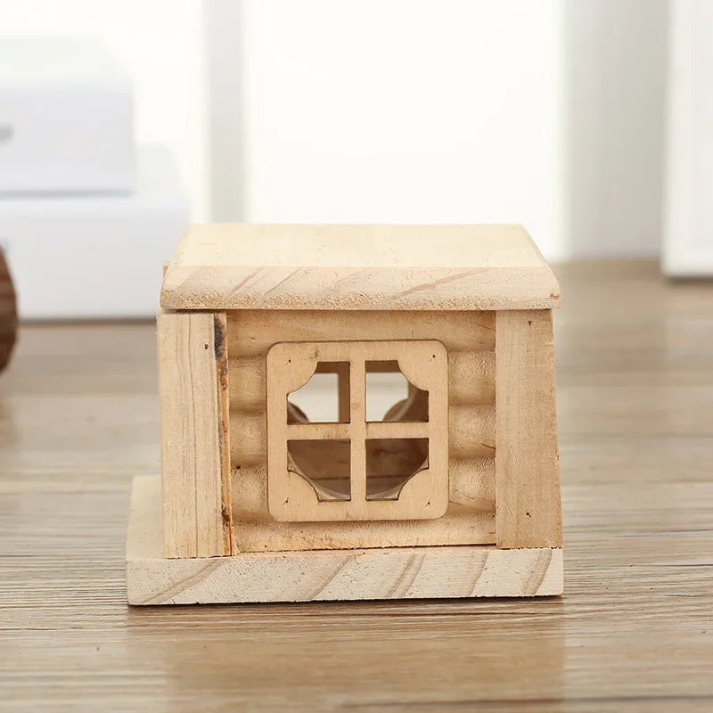 Dwarf Hamster Wooden House Natural Solid Wood Forest Nest