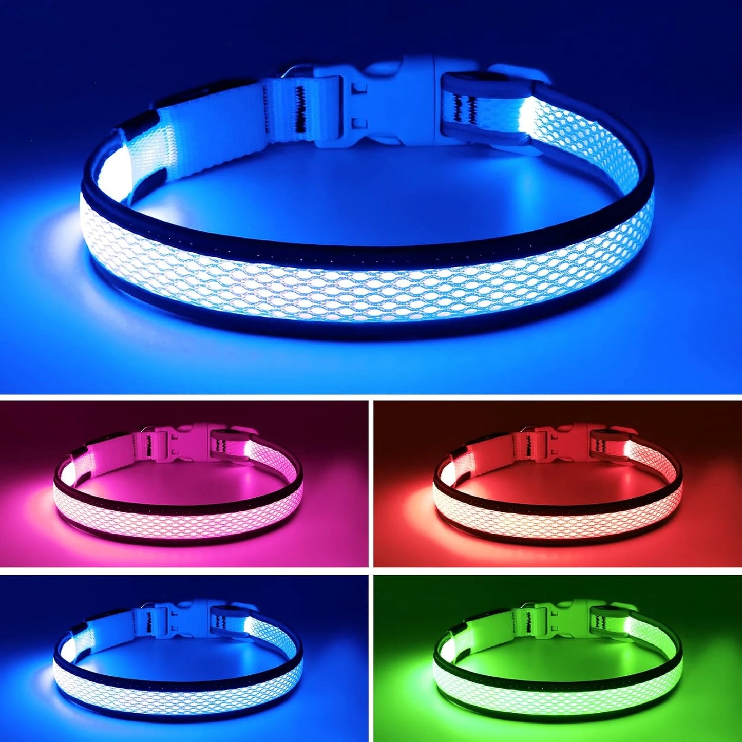 Comfortable and Visible Neon LED Dog Collar Lights - USB Rechargeable