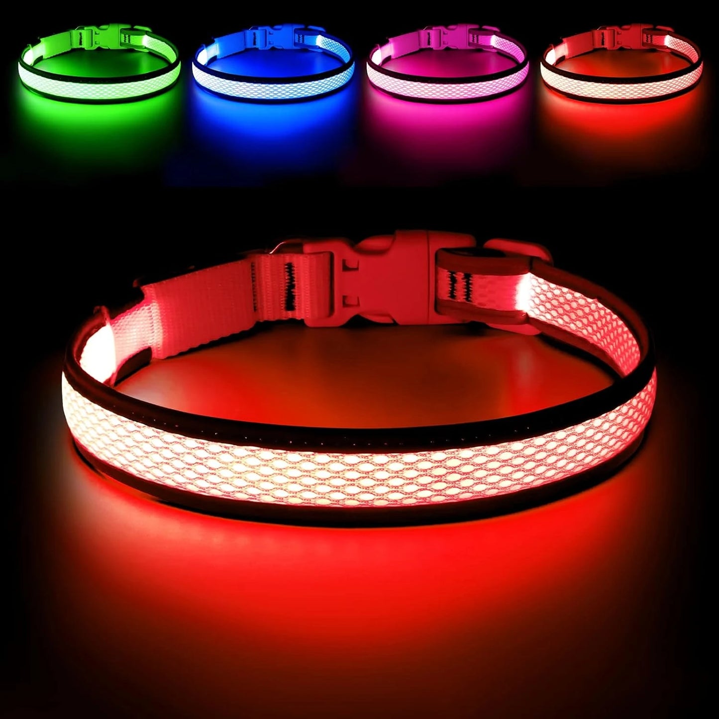 Comfortable and Visible Neon LED Dog Collar Lights - USB Rechargeable