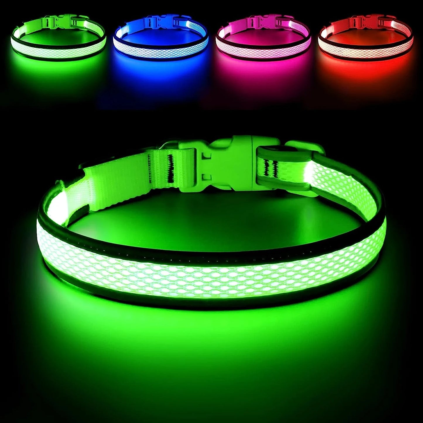 Comfortable and Visible Neon LED Dog Collar Lights - USB Rechargeable