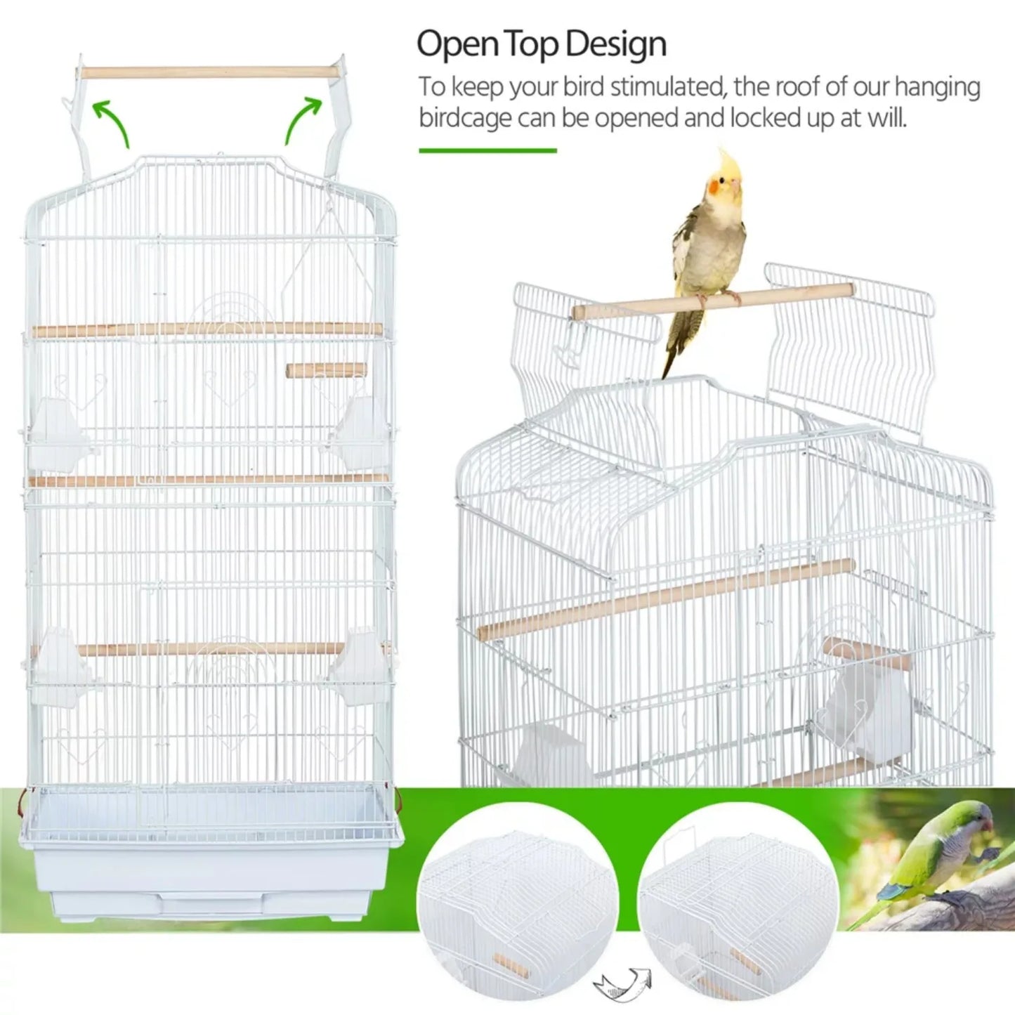 41" Open Top Metal Bird Cage with Slide-out Tray