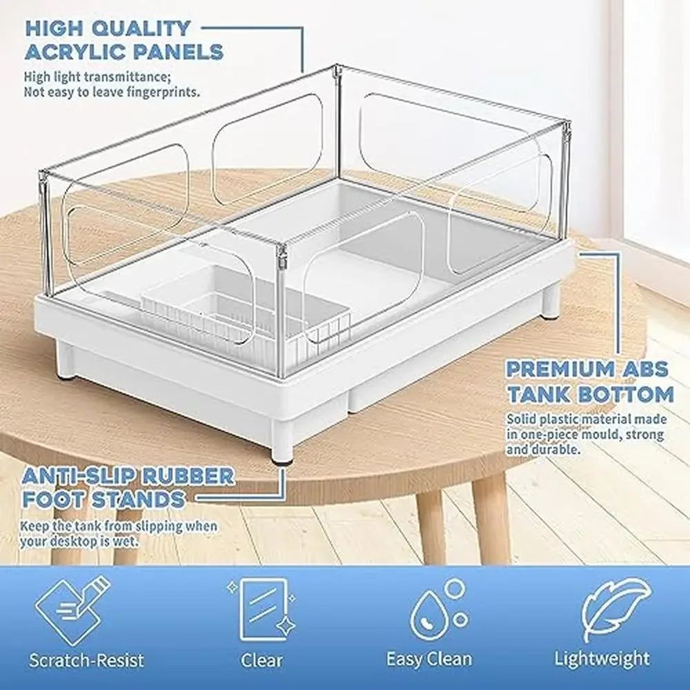 Acrylic Turtle Tank Starter Kit with Light Filter and Basking Platform