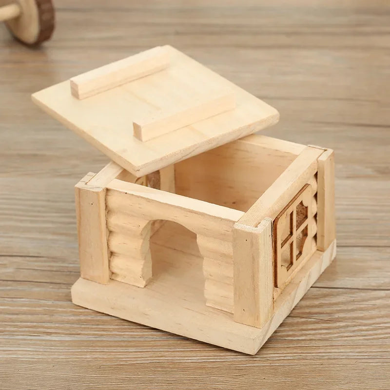 Dwarf Hamster Wooden House Natural Solid Wood Forest Nest