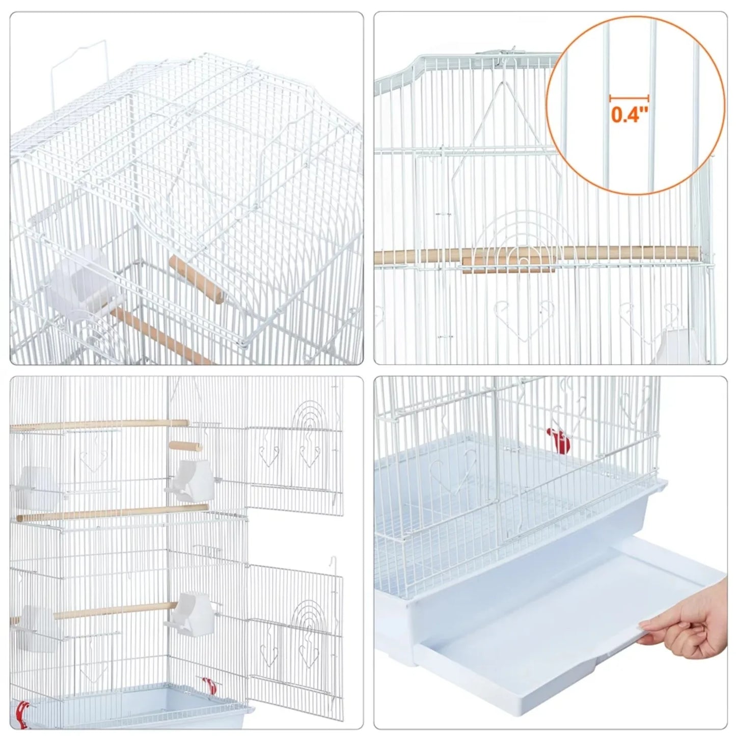 41" Open Top Metal Bird Cage with Slide-out Tray