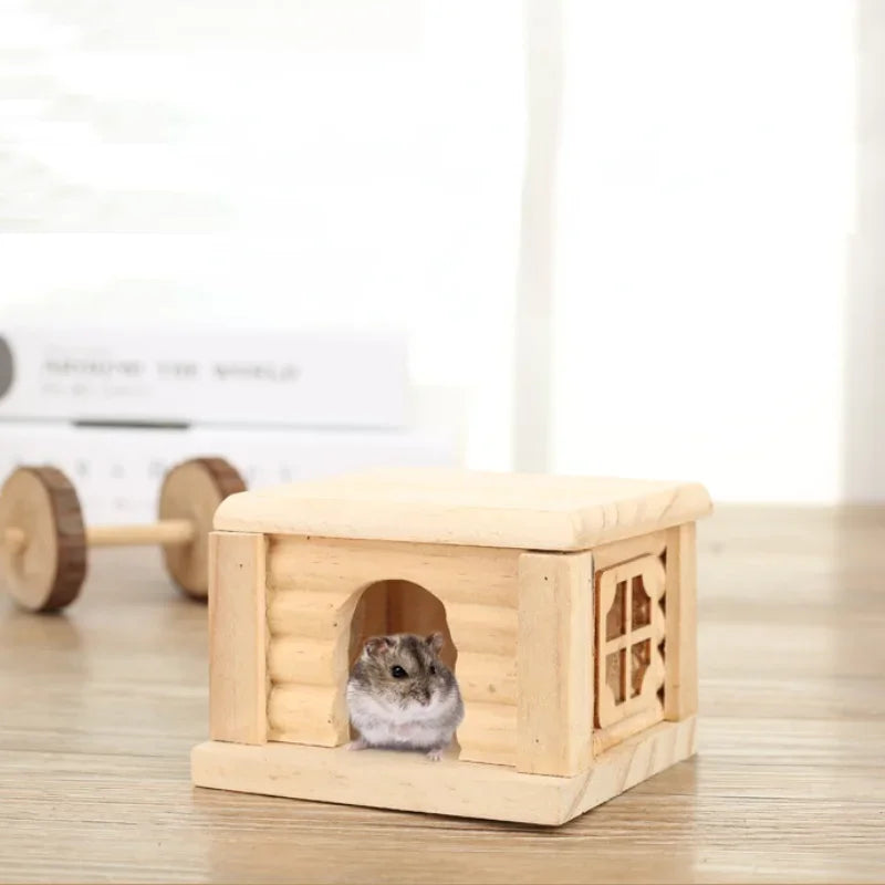 Dwarf Hamster Wooden House Natural Solid Wood Forest Nest